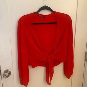 Nasty Gal Red Tie Top